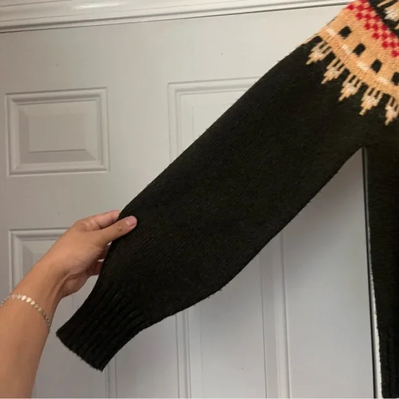 A.L.C. Black Sweater with Red and Tan Accents - Picture 2 of 6